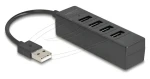 DeLock USB Hub 4X USB-A čierna / USB hub / USB 2.0 / 4 porty / kábel 12,5 cm (64334)
