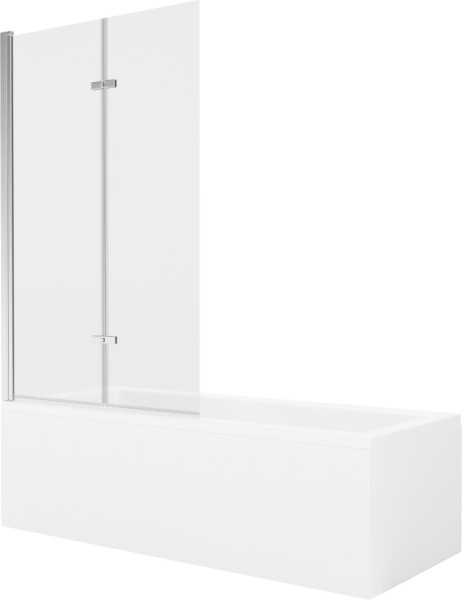MEXEN/S - Cubik obdĺžniková vaňa 170 x 70 cm s panelom + vaňová zástena 100, transparent, chróm 550317070X9210020100