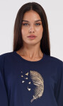 Dámske dlhé pyžamo Feathers tmavě modrá 2XL