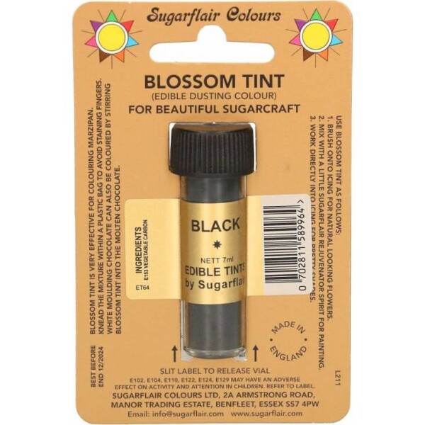 Jedlá prachová farba black 7 ml - Sugarflair