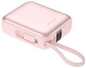 Swissten Space 10000mAh ružová / Powerbanka s integrovanými káblami / USB-C + Lightning (22013985)