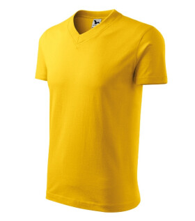 Tričko s výstrihom do V unisex žlté M
