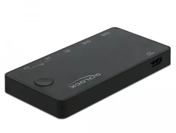 DeLock HDMI a USB-C čierna / KVM prepínač / 2x HDMI / 4K / 60Hz / USB 2.0 (11477)