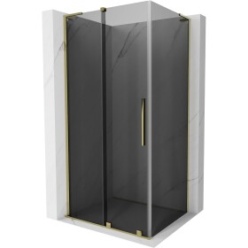 MEXEN/S - Velar L sprchovací kút, posuvné dvere 100 x 85, grafit, zlato 871-100-085-43-50