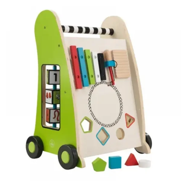KidKraft Chodítko drevené s motorickými aktivitami zelená / od 12 mesiacov (63246)