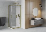 MEXEN/S - Rio sprchovací kút štvorec 80x80, transparent, zlatá + biela vanička so sifónom 860-080-080-50-00-4010G