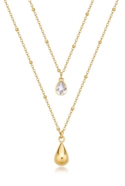 Brosway Dvojitý pozlátený náhrdelník Tear Drop Perfect BPC37
