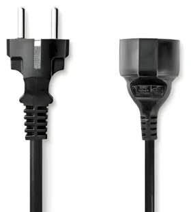 Nedis Predlžovací napájací kábel čierna / Predlžovací kábel / Zástrčka Schuko - Zásuvka Schuko / Priamy / 2 m (CEGL10200BK20)