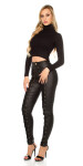 Sexy KouCla highw.leatherlook trousers with lacing black XL