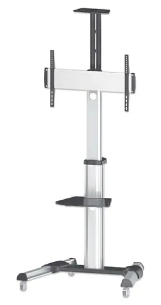 Manhattan Mobilný stojan pre TV čierna, strieborná / Podlahový držiak TV / 37-70" / nosnosť 50 kg / VESA 600x400 (461245)