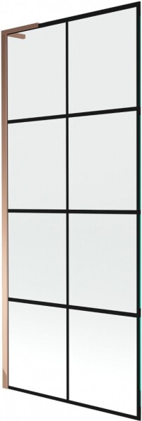 MEXEN/S - Next L vaňová zástena FIX 80 x 150, čierna vzor, ružové zlato 895-080-000-03-77-60