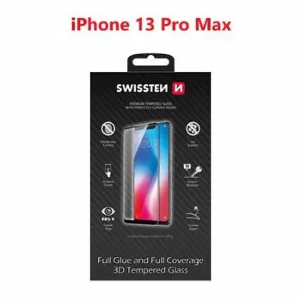 Swissten Ultra Durable 3D FULL GLUE Glass pre Apple iPhone 13 Pro Max čierna (64701889)