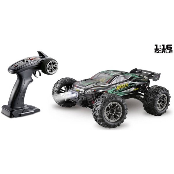 Absima Racer čierna, zelená komutátorový 1:16 RC model auta elektrický truggy 4WD (4x4) RtR 2,4 GHz vr. akumulátorov a kábla na nabíjanie; 16004