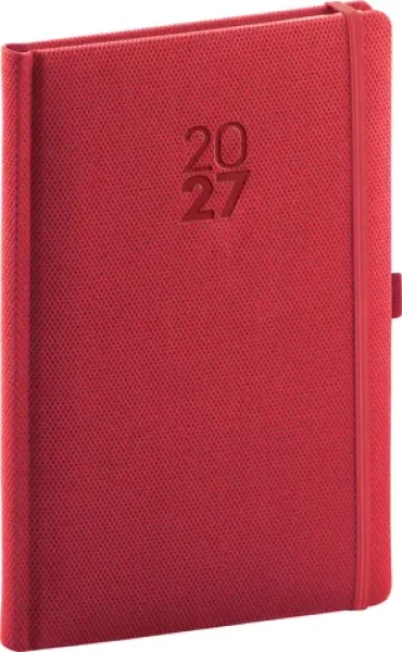 NOTIQUE Týždenný diár Diamante 2027 červený / 15 × 21 cm