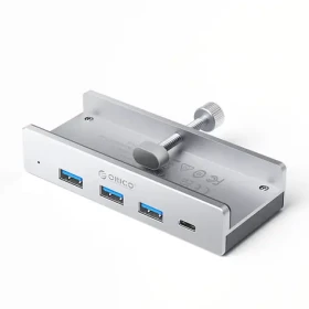 Orico MH4PC USB HUB s upínacím držiakom strieborná / 3x USB-A + 1x USB-C