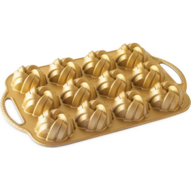 NW minibábovky 75 rokov prepletená platňa s 12 formičkami zlatá - Nordic Ware - Nordic Ware