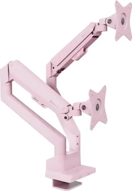 Arozzi ALZARE Neo Duo ružová / Stolný držiak pre 2 monitory / 17-32" / VESA 75x75-100x100 / nosnosť 2x 9 kg (AZ-ALZARE-NEO-DUO-PNK)
