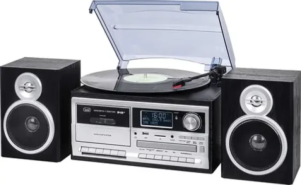 Trevi TT1072 DAB čierna / Gramofón s rádiom CD prehrávačom / 33 45 78 RPM / FM/AM/DAB+ / BT/USB (TT1072)