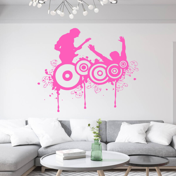 Veselá Stena Samolepka Koncert Farba: růžová, Veľkosť: 80 x 65 cm
