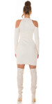 Sexy Neck-knit dress with Cut outs BEIGE Einheitsgroesse