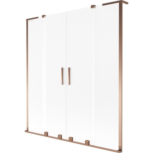 MEXEN/S - Velar L Duo dvojkrídlová posuvná vaňová zástena 150 x 150, dekor, ružové zlato 896-150-003-32-60