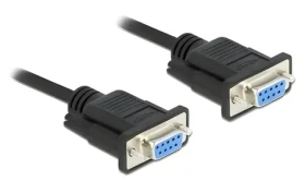 DeLock RS-232 Nullmodem / Sériový kábel / Sub-D9 samica - samica / 1 m / čierna (86608)