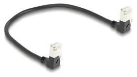 DeLock čierna / Sieťový kábel RJ45 / Cat.6a S/FTP / Slim / obojstranne pravouhlý / 0,25 m (80297)