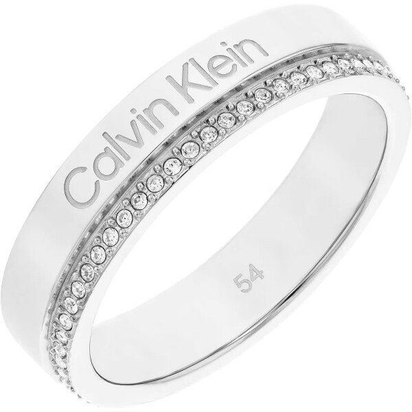 Calvin Klein Oceľový prsteň kryštálmi Minimal Linear 35000200 mm