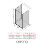 CERANO - Třístěnný sprchový kout Ferri U L/P - 6 mm - chrom, transparentní sklo - 90x80x195 - pivotový CER-8050BD7866