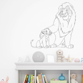 Veselá Stena Samolepka Mufasa a Simba Leví kráľ Farba: šedá, Veľkosť: 40 x 40 cm