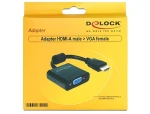 DeLock Adaptér HDMI A samica na VGA D-Sub samec / 25 cm / čierna (65512)