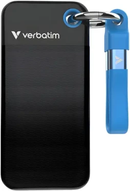 Verbatim Pocket SSD 256 GB čierno-modrá / Externý SSD / USB-C / R: 10 000 MB/s / W: 10 000 MB/s (.)
