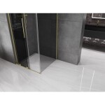 MEXEN/S - Velar L sprchovací kút, posuvné dvere 90 x 90, grafit, zlato kartáčovaná 871-090-090-43-55
