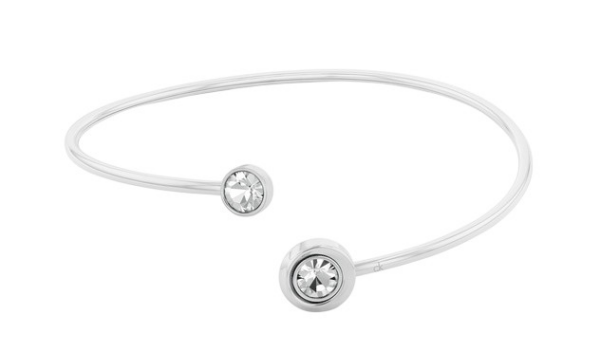Calvin Klein Pevný otvorený náramok s kryštálmi Twisted Bezel Solitaire 35000773