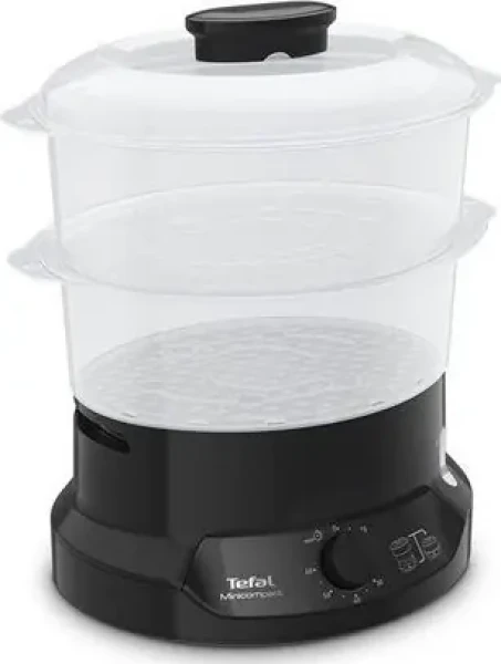 TEFAL VC139810 Minicompact čierny / Parný hrniec / 800 W / 9 l / 2 nádoby / časovač (VC139810)