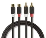 Nedis Stereo audio kábel 2x RCA - 2x RCA antracitová / Audio kábel / pozlátené konektory / 2 m / okrúhly (CABP24205AT20)