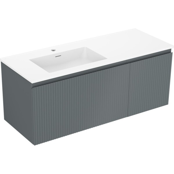 MEXEN/S - Rivel kúpeľňová skrinka 120 cm s umývadlom Otis ľavá, 1S, 1D, reliéf, grafit mat/biela mat 91A23-12047-3-BBFF66-W18L01