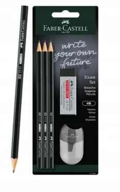 Faber-Castell Exam Set Grafitová ceruzka - tvrdosť HB 3 ks + gumou + strúhadlo (111183)