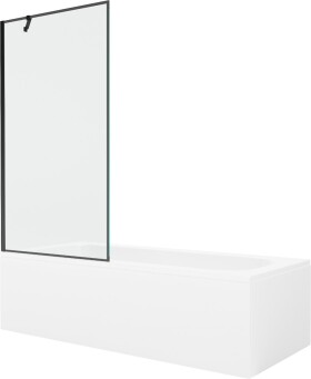 MEXEN/S - Vega obdĺžniková vaňa 160 x 70 cm s panelom + vaňová zástena 90, čierna vzor 550116070X9509007070