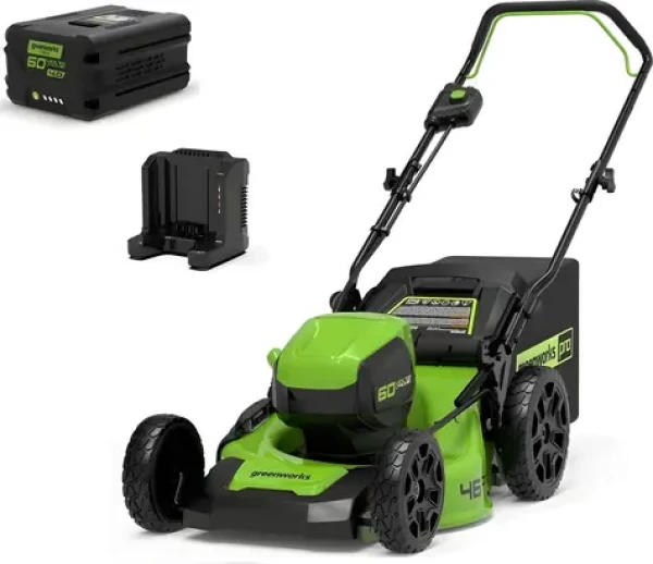 Greenworks GD60LM46HPK4 / Aku kosačka na trávu / 60V / Šírka záberu 46 cm / 1x Aku 4 Ah + nabíjačka (GR2502807UB)