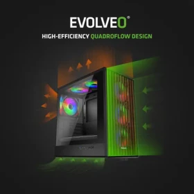 Evolveo Panthera čierna / PC skriňa / mATX / ARGB / 6x ventilátor 120mm / bez zdroja / drevený panel (PANTHERA-BK-6)