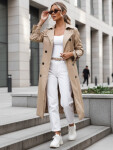 Dámsky dvojradový kabát s kapucňou FashionStreet camel TY5656 M