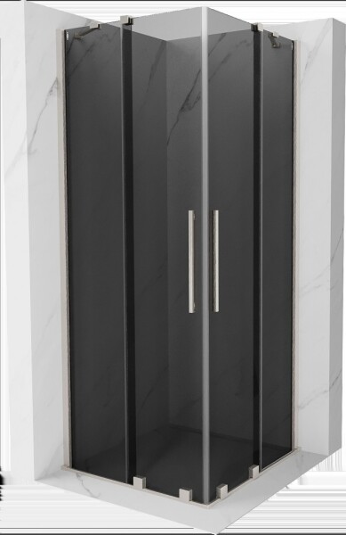 MEXEN/S - Velar Duo sprchovací kút, posuvné dvere 100 x 100, grafit, nikel kartáčovaný 871-100-100-42-97