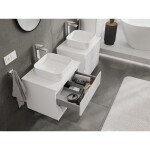 MEXEN/S - Rivel kúpeľňová skrinka pod umývadlo 60 cm s doskou, 2 zásuvky, reliéf, biela mat 91A20-06047-2-BFFC01