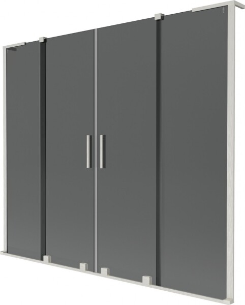 MEXEN/S - Velar L Duo dvojkrídlová posuvná vaňová zástena 200 x 150, grafit, nikel kartáčovaný 896-200-003-42-97