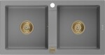 MEXEN/S MEXEN/S - Mario granitový drez 2-bowl 820x436 mm, šedá, + zlatý sifón 6504822000-71-G