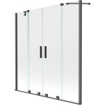 MEXEN/S - Velar Duo dvojkrídlová posuvná vaňová zástena 140 x 150, transparent, grafit metal 896-140-000-02-95