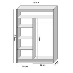 Šatníková skriňa Vaila 150x215x61 (sonoma/biela)