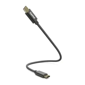 HAMA USB-C na USB-C nylon čierna / Nabíjací kábel / USB 2.0 / 480 Mbps / 0,2 m (00201604)