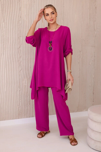 Súprava blúzka + nohavice s príveskom tmavo fialová UNI